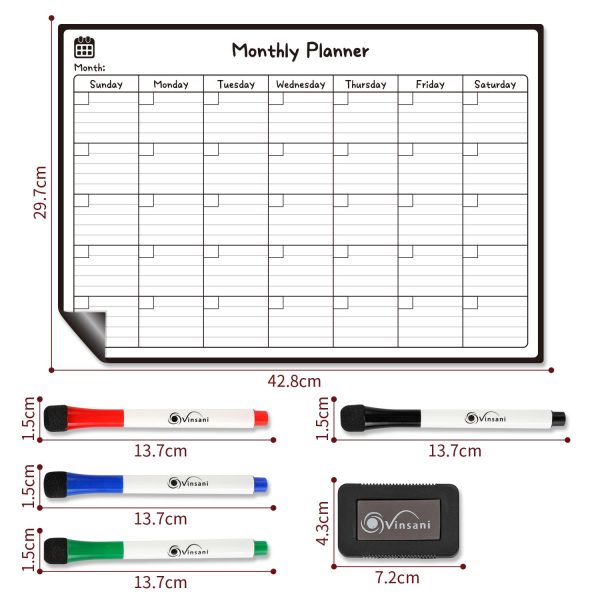 Vinsani Monthly Planner 4 Markers & Eraser 0000145 - Image 7