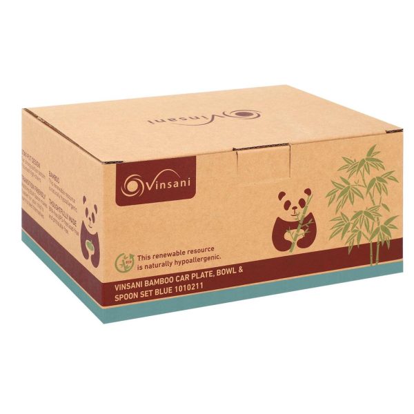 VINSANI BAMBOO CAR PLATE,BOWL & SPOON SET BLUE 1010211 - Image 2