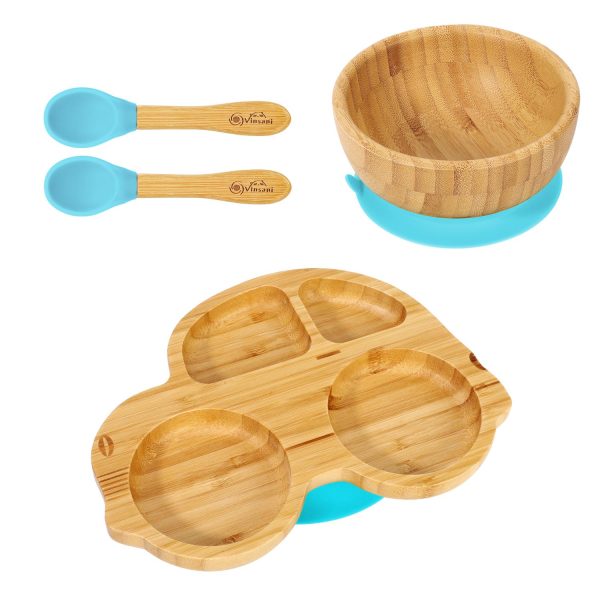 VINSANI BAMBOO CAR PLATE,BOWL & SPOON SET BLUE 1010211 - Image 5