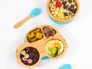 VINSANI BAMBOO CAR PLATE,BOWL & SPOON SET BLUE 1010211