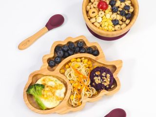 VINSANI BAMBOO DINOSAUR PLATE,BOWL & SPOON SET RED 1010206