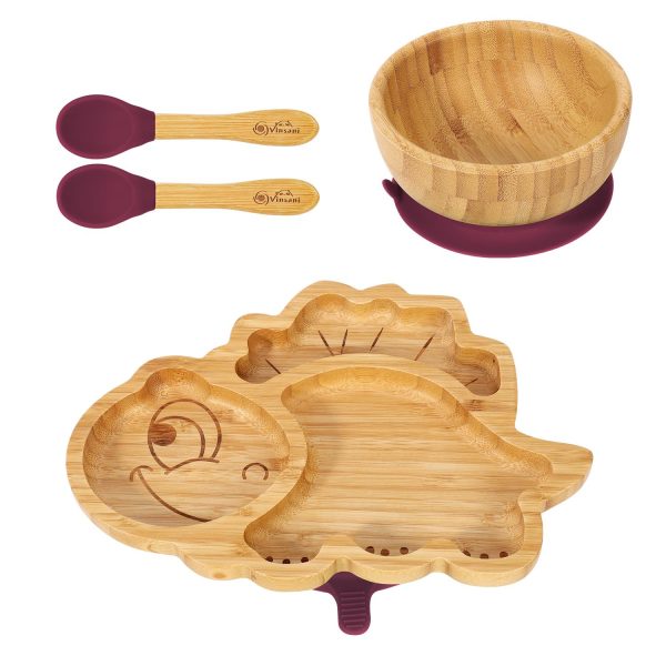 VINSANI BAMBOO DINOSAUR PLATE,BOWL & SPOON SET RED 1010206 - Image 6