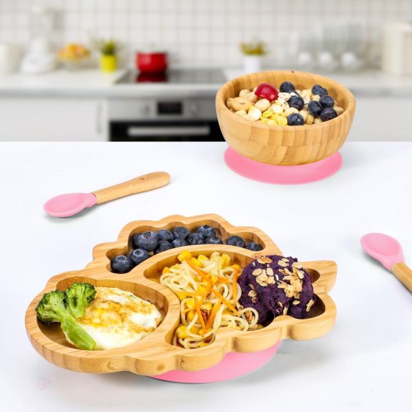 VINSANI BAMBOO DINOSAUR PLATE,BOWL & SPOON SET PINK 1010203 - Image 8