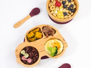 VINSANI BAMBOO CAR PLATE,BOWL & SPOON SET RED 1010212