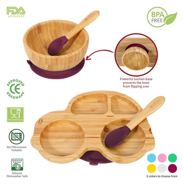 VINSANI BAMBOO CAR PLATE,BOWL & SPOON SET RED 1010212 - Image 7
