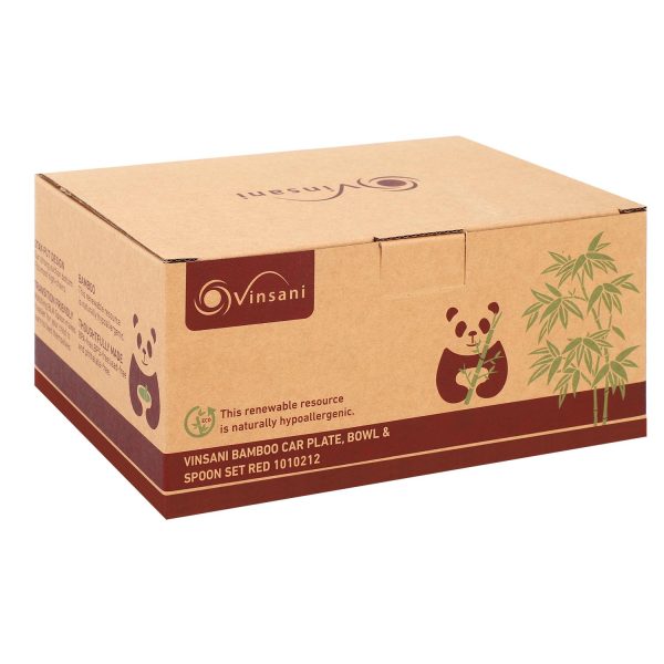 VINSANI BAMBOO CAR PLATE,BOWL & SPOON SET RED 1010212 - Image 5