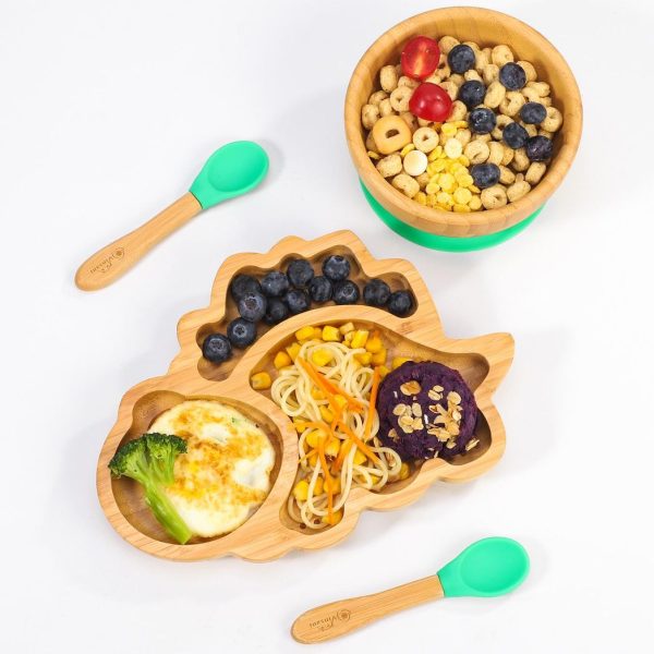 VINSANI BAMBOO DINOSAUR PLATE,BOWL & SPOON SET GREEN 1010204