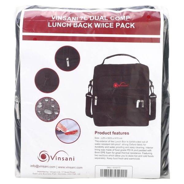 VINSANI 7L DUAL COMP LUNCH BACK W/ICE PACK 1010117 - Image 2