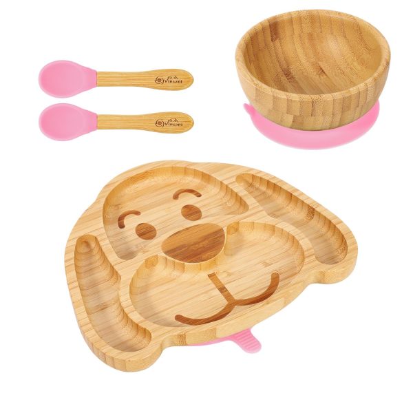 VINSANI BAMBOO DOG PLATE,BOWL & SPOON SET PINK 1010221 - Image 7