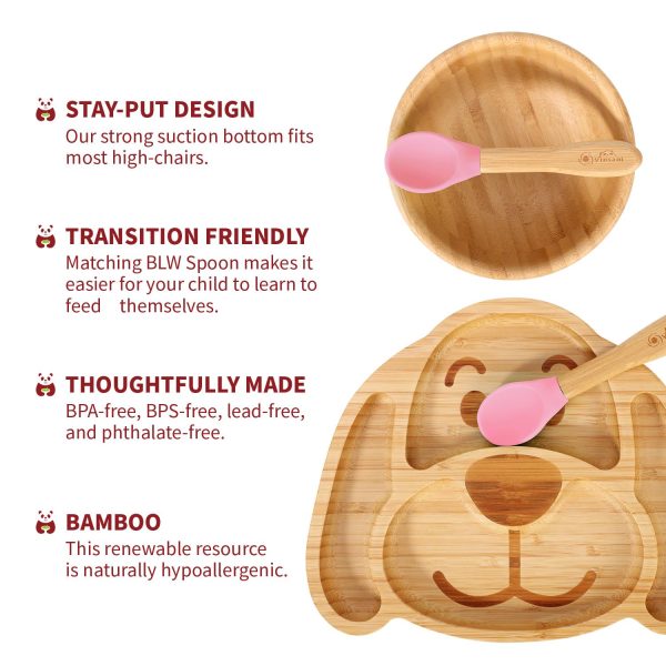 VINSANI BAMBOO DOG PLATE,BOWL & SPOON SET PINK 1010221 - Image 8