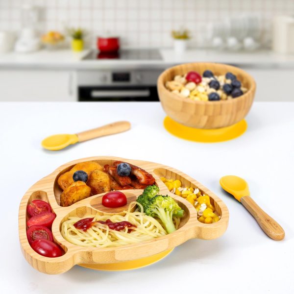 VINSANI BAMBOO DOG PLATE,BOWL & SPOON SET YELLOW 1010220 - Image 3