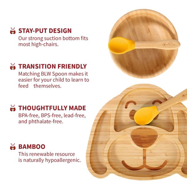 VINSANI BAMBOO DOG PLATE,BOWL & SPOON SET YELLOW 1010220 - Image 8