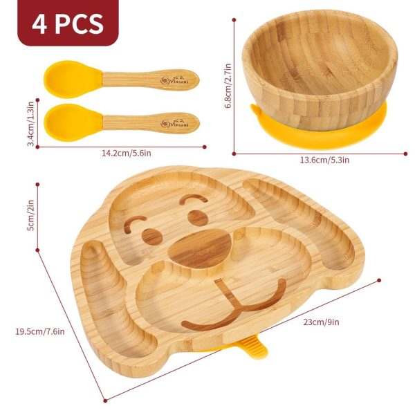VINSANI BAMBOO DOG PLATE,BOWL & SPOON SET YELLOW 1010220 - Image 2