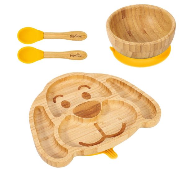 VINSANI BAMBOO DOG PLATE,BOWL & SPOON SET YELLOW 1010220 - Image 5