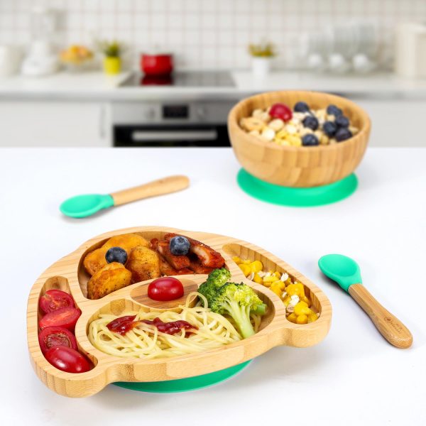 VINSANI BAMBOO DOG PLATE,BOWL & SPOON SET GREEN 1010222 - Image 4