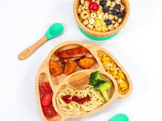 VINSANI BAMBOO DOG PLATE,BOWL & SPOON SET GREEN 1010222