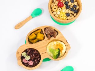 VINSANI BAMBOO CAR PLATE,BOWL & SPOON SET GREEN 1010210