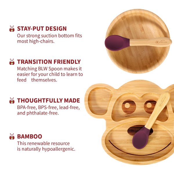 VINSANI BAMBOO MONKEY PLATE,BOWL & SPOON SET RED 1010218 - Image 6