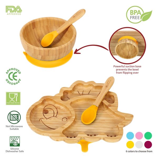 VINSANI BAMBOO DINOSAUR PLATE,BOWL & SPOON SET YELLOW 1010202 - Image 7