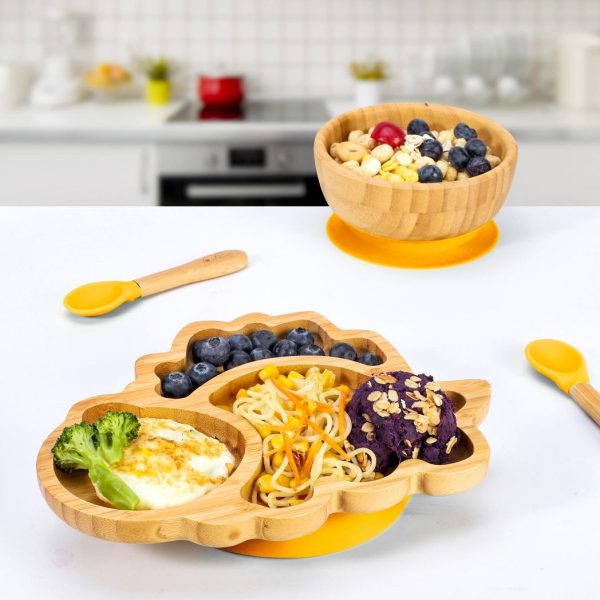 VINSANI BAMBOO DINOSAUR PLATE,BOWL & SPOON SET YELLOW 1010202 - Image 3