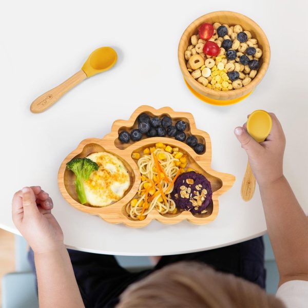 VINSANI BAMBOO DINOSAUR PLATE,BOWL & SPOON SET YELLOW 1010202 - Image 8