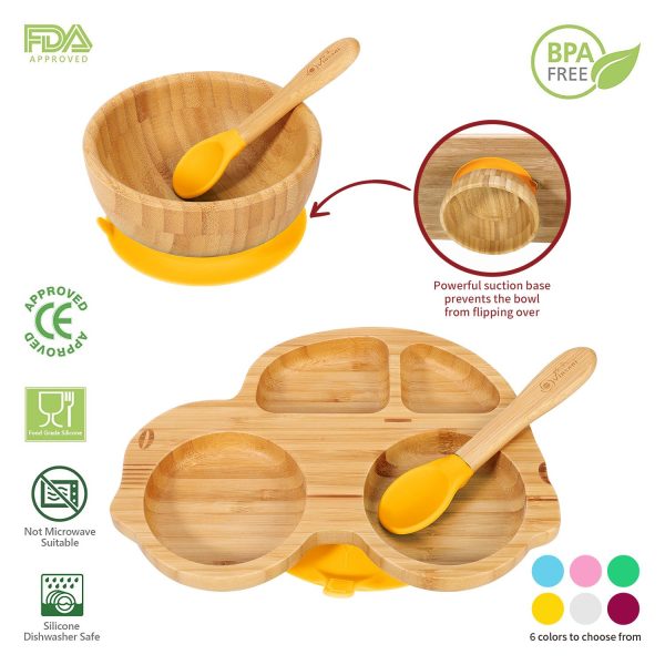 VINSANI BAMBOO CAR PLATE,BOWL & SPOON SET YELLOW 1010208 - Image 8