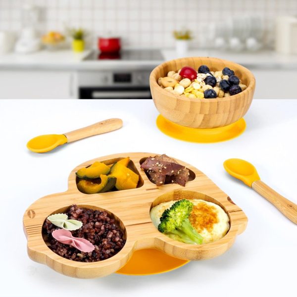 VINSANI BAMBOO CAR PLATE,BOWL & SPOON SET YELLOW 1010208 - Image 5