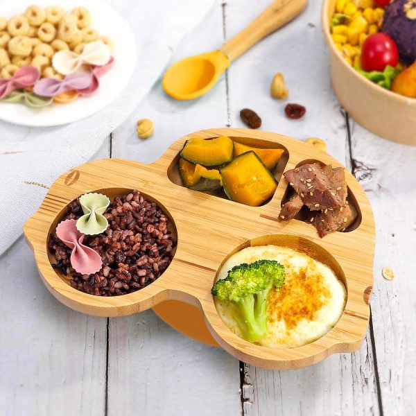 VINSANI BAMBOO CAR PLATE,BOWL & SPOON SET YELLOW 1010208 - Image 3