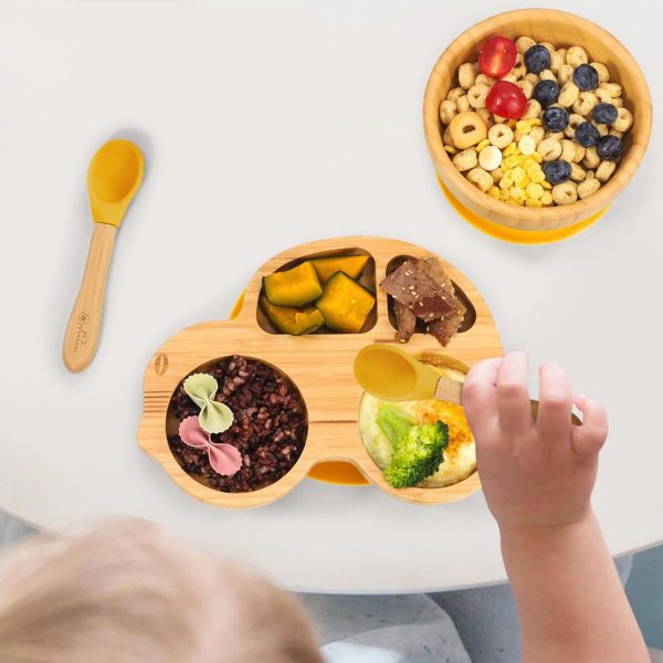 VINSANI BAMBOO CAR PLATE,BOWL & SPOON SET YELLOW 1010208 - Image 6