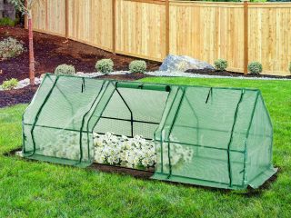 Greenhouse Steel Frame Green Plant Grow Vegetable Flower Zipper Door Cover
