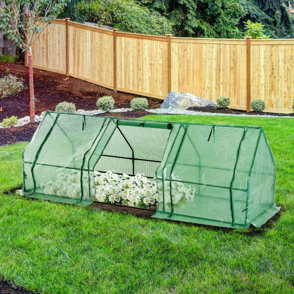 Greenhouse Steel Frame Green Plant Grow Vegetable Flower Zipper Door Cover