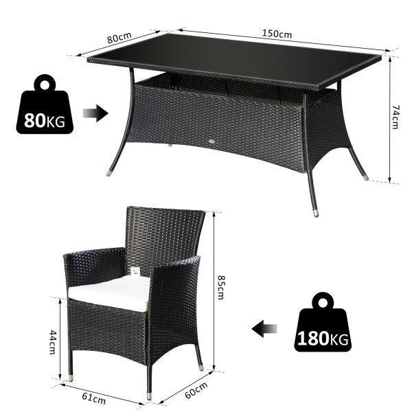 Rattan Garden Furniture Dining Set 6-seater Patio Rectangular Table Cube Chairs - Image 3