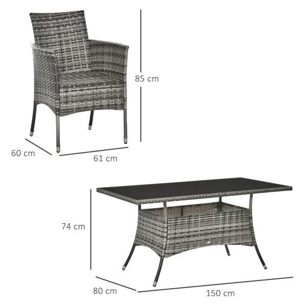 Rattan Garden Furniture Dining Set 6-seater Patio Rectangular Table Cube Chairs - Image 4