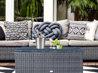 Rattan Coffee Table with Glass Top