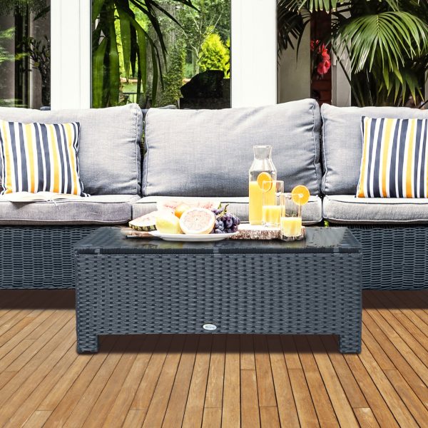 Rattan Coffee Table with Glass Top - Image 2
