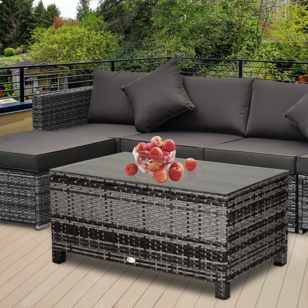 Rattan Coffee Table with Glass Top - Image 3