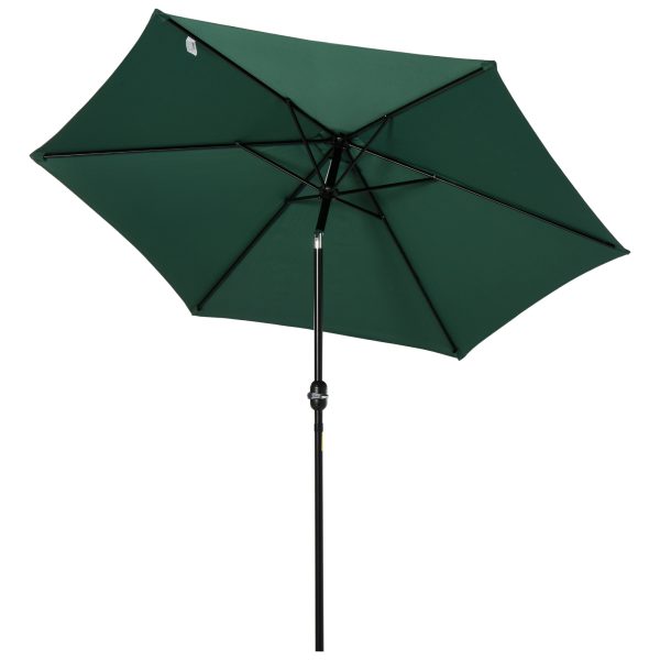 2.7M Patio Tilt Umbrella Sun Parasol Outdoor Sun Shade Aluminium Frame & Crank - Image 3