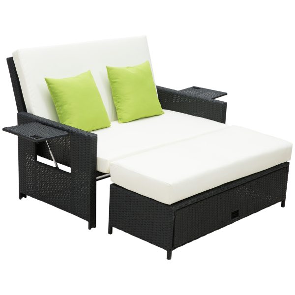 2 Seater Garden Rattan  Sofa Sun Lounger Daybed Fire Retardant Sponge - Image 2