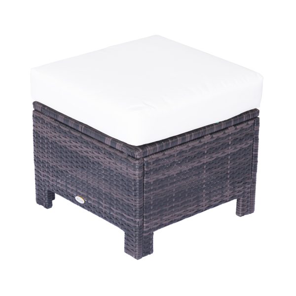 Rattan Footstool Wicker Ottoman with Padded Seat Cushion Furniture 50x50x35 cm - Image 2