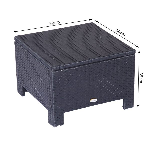 Rattan Footstool Wicker Ottoman with Padded Seat Cushion Furniture 50x50x35 cm - Image 4