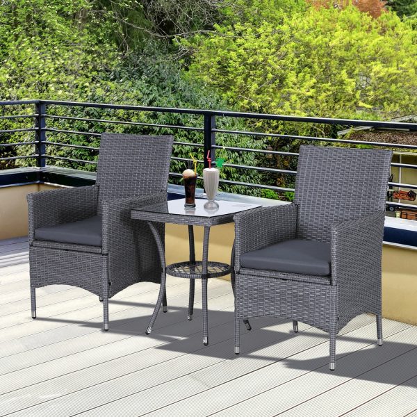 3 Pcs Rattan Bistro Set: 1 x Table, 2 x Chairs - Image 3