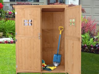 Garden Shed W/Double Door, Pine Wood, 127.5Lx50Wx164H cm