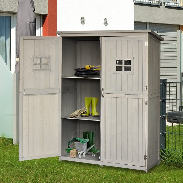 Garden Shed W/Double Door, Pine Wood, 127.5Lx50Wx164H cm - Image 2
