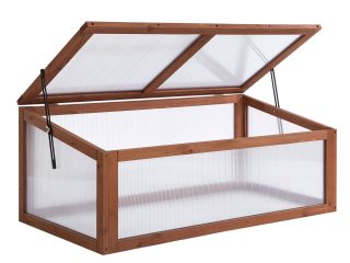 Square Wooden Greenhouse with Openable & Tilted Top Cover, PC Board