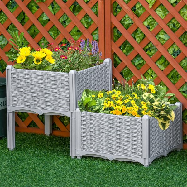 PP Set Of 2 Raised Outdoor Garden Planter Box - Image 2