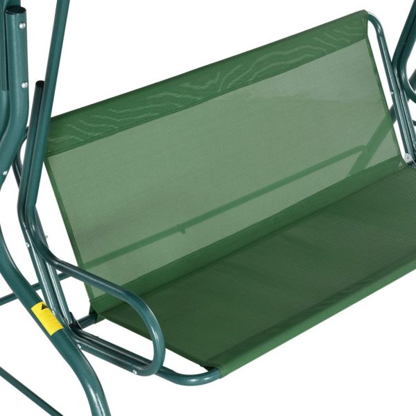 Outsunny 3-person Garden Swing Chair w/ Adjustable Canopy, Green Stripes - Image 8
