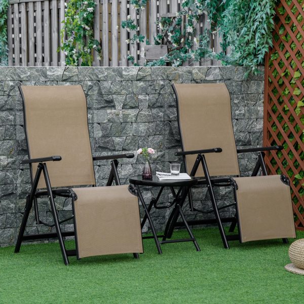 2 Sun Lounger Folding Reclining Lounge Chairs 10 Back & Leg Positions - Image 2