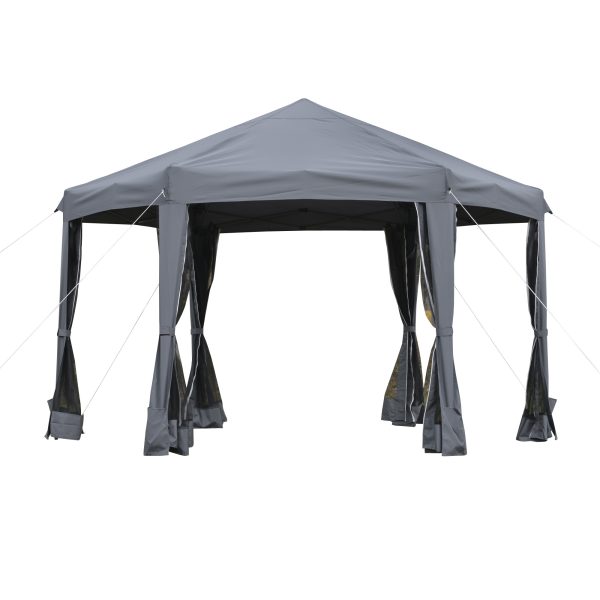 3.2m Pop Up Gazebo Hexagonal Tent Sun Protection with Mesh Sidewalls, Handy Bag - Image 2