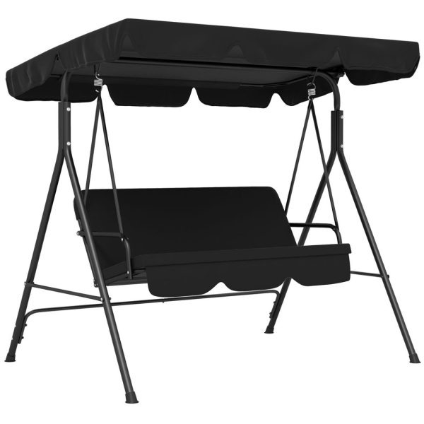 Outsunny Outdoor 3-person Porch Swing Chair with Adjustable Canopy Black