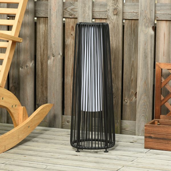 Garden Solar Lights Woven Resin Wicker Lantern Auto On/Off Solar Powered Light - Image 2